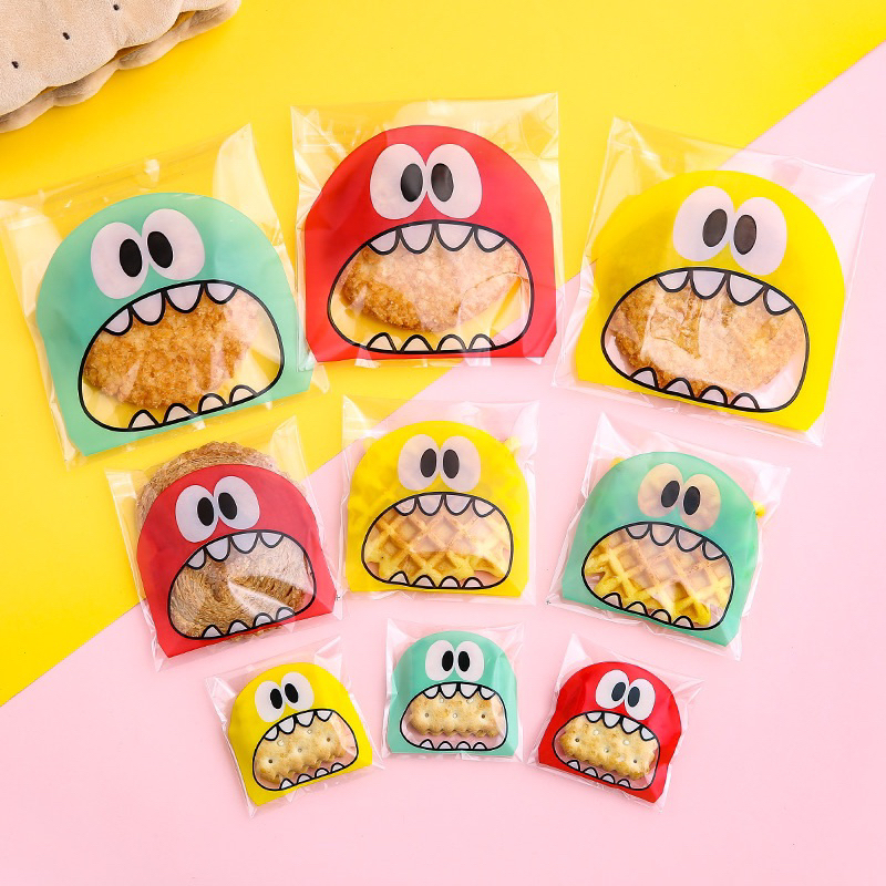 *พร้อมส่ง* ถุงคุ้กกี้ฝากาว (100ใบ) ปากอ้า (เลือกสี/ขนาดได้) บราวนี่ แถบกาว - รูปที่ 3