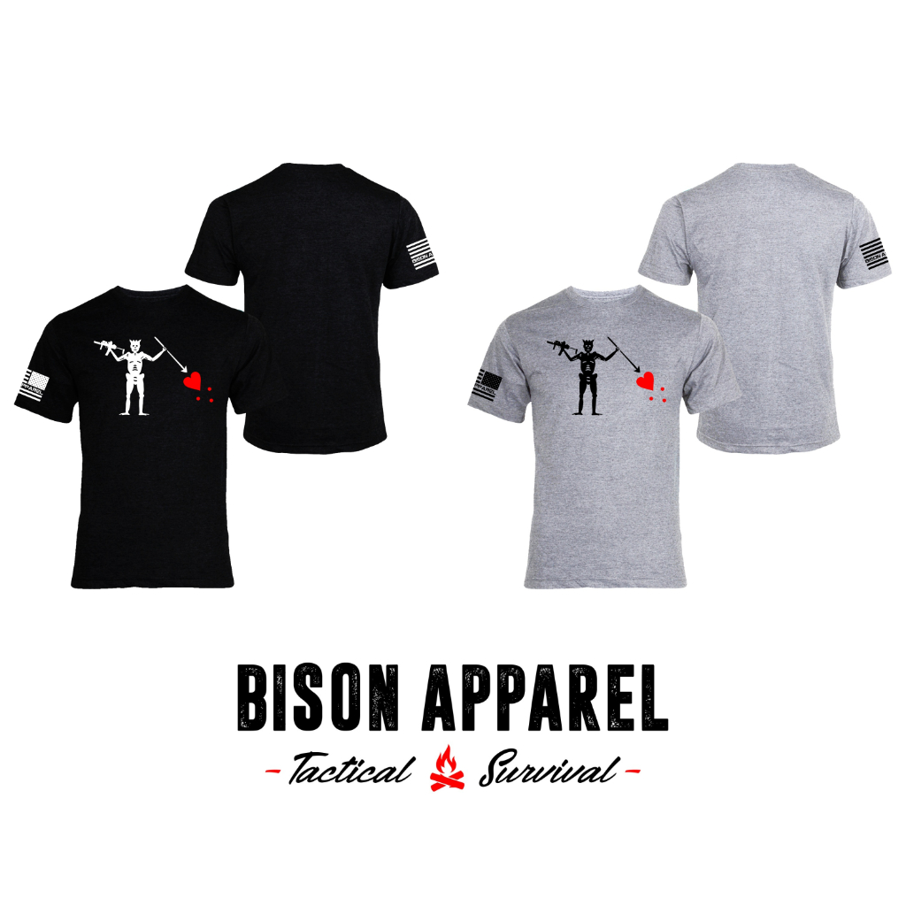 Bison Apparel เสื้อยืดลาย Black Beard MP7