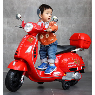 🛵Vespa LX All New (✨New Windshield &amp; Toolbox | 2 Motors l 2 Battery | Bluetooth✨) รถแบตเตอรี่เด็กขายดี : KIDs CAR