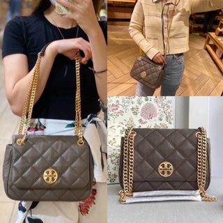 🎀 (สด-ผ่อน) กระเป๋าสีแดง สีเทา 9 นิ้ว Tory burch 87863 Willa Small Shoulder Bag