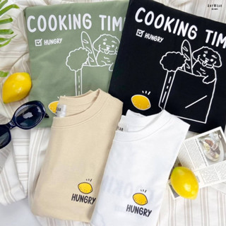 เสื้อยืด Oversize 🍋 Hungry Cooking time สกรีนหน้า-หลัง by AnyWear ผ้าcotton100% ผ้านุ่ม ทรงเกาหลี ใส่สบาย