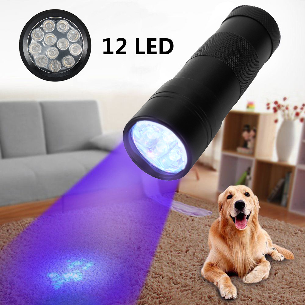 ไฟฉ่ายแสงสีม่วง12LEDไฟฉายUV หลอดตรวจสอบสกุลเงินอัลตราไวโอเลต อบเรซิ่น