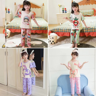 ชุดนอนเด็กผู้หญิง   Cartoon pajamas   กางเกงขายาวแขนสั้น