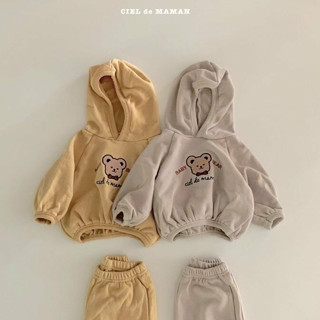 babytk ✨พร้อมส่ง✨  เสื้อฮู้ดแขนยาวสกรีนหมีBABY BEAR +กางเกงขายาว