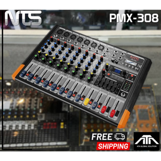 เพาเวอร์มิกเซอร์ NTS PMX-308 เพาเวอร์มิกเซอร์ 7 โมโน 1 สเตอริโอ + FX/USB/BT เพาเวอร์แอมป์ 100 วัตต์ พร้อม USB interfac