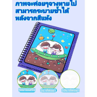 สมุดระบายสีเด็ก สมุดระบายสี แบบเติมน้ำ แล้วระบาย หลัง5นาทีที่ระบายจะหาย สามารถระบายใหม่ได้