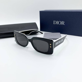 CHRISTIAN DIOR BLACK &amp; WHITE STAR BAND STRIPE SUNGLASSES แว่นกันแดดแบรนด์คริสเตียนดิออร์ ทรงเหลี่ยม