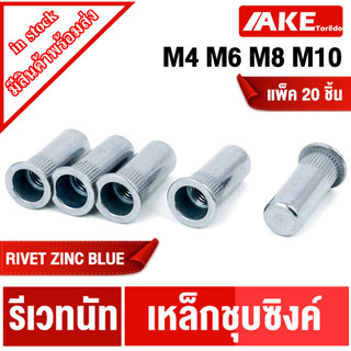 รีเวทนัท รีเวทเหล็กชุบซิงค์ รีเวทปลายปิด รีเวทปลายปิดหัวแบนเกลียวแทรก M4 M6 M8 M10 Rivet Nut Closed End Steel Zinc Blue