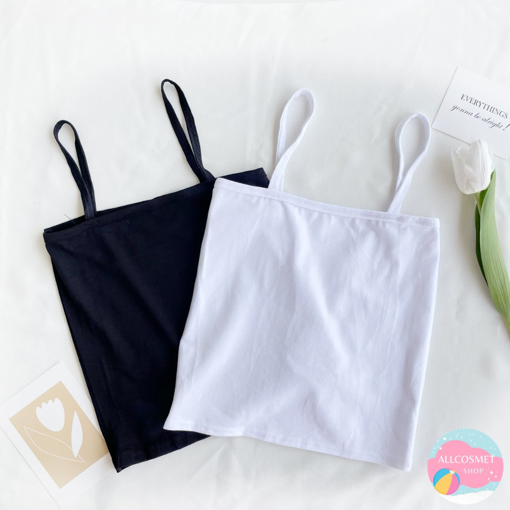 เสื้อสายเดี่ยวครอป เกาะอกมีสาย ใส่เที่ยว ใส่ซับ ผ้ายืดใส่สบาย By A.COSMET