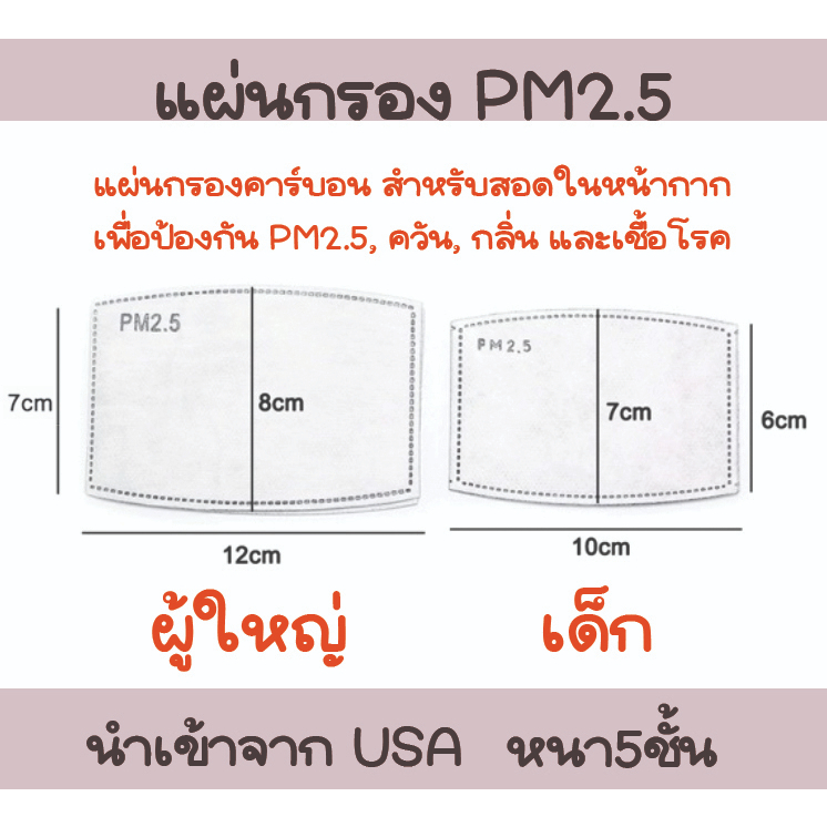 แผ่นกรอง​ แมส หน้ากากอนามัย เด็ก ผู้ใหญ่ กรองฝุ่น PM2.5 พร้อมส่ง N95
