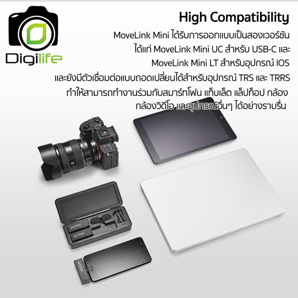 ลดล้างสต๊อก – Godox Microphone MoveLink Mini ,Wireless Microphone 2.4GHz สำหรับ Camera Smartphone & Tablets / Digilife ราคา ถูกที่สุด ดีลบีเคเค แกลเลอรีภาพที่ 6