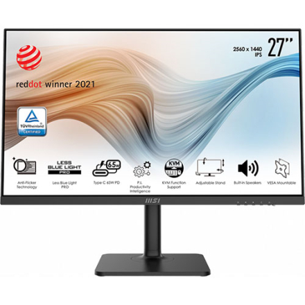MSI Modern MD272QP 27" IPS Monitor 2560x1440 75Hz 4ms HDMI DP USB-C Black
