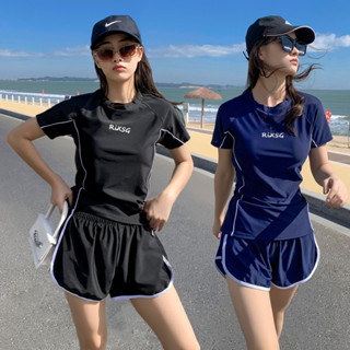 swimsuit ชุดกีฬา ชุดว่ายน้ำ ทูพีชกันUV มีฟองน้ำและซับในในตัว ชุดว่ายน้ำผู้หญิง 2259