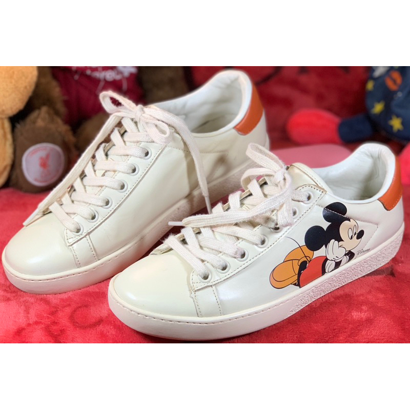 รองเท้าผ้าใบ Gucci X Disney Ace Mickey Mouse Leather Trainers size 36 มือ 2 แท้👟