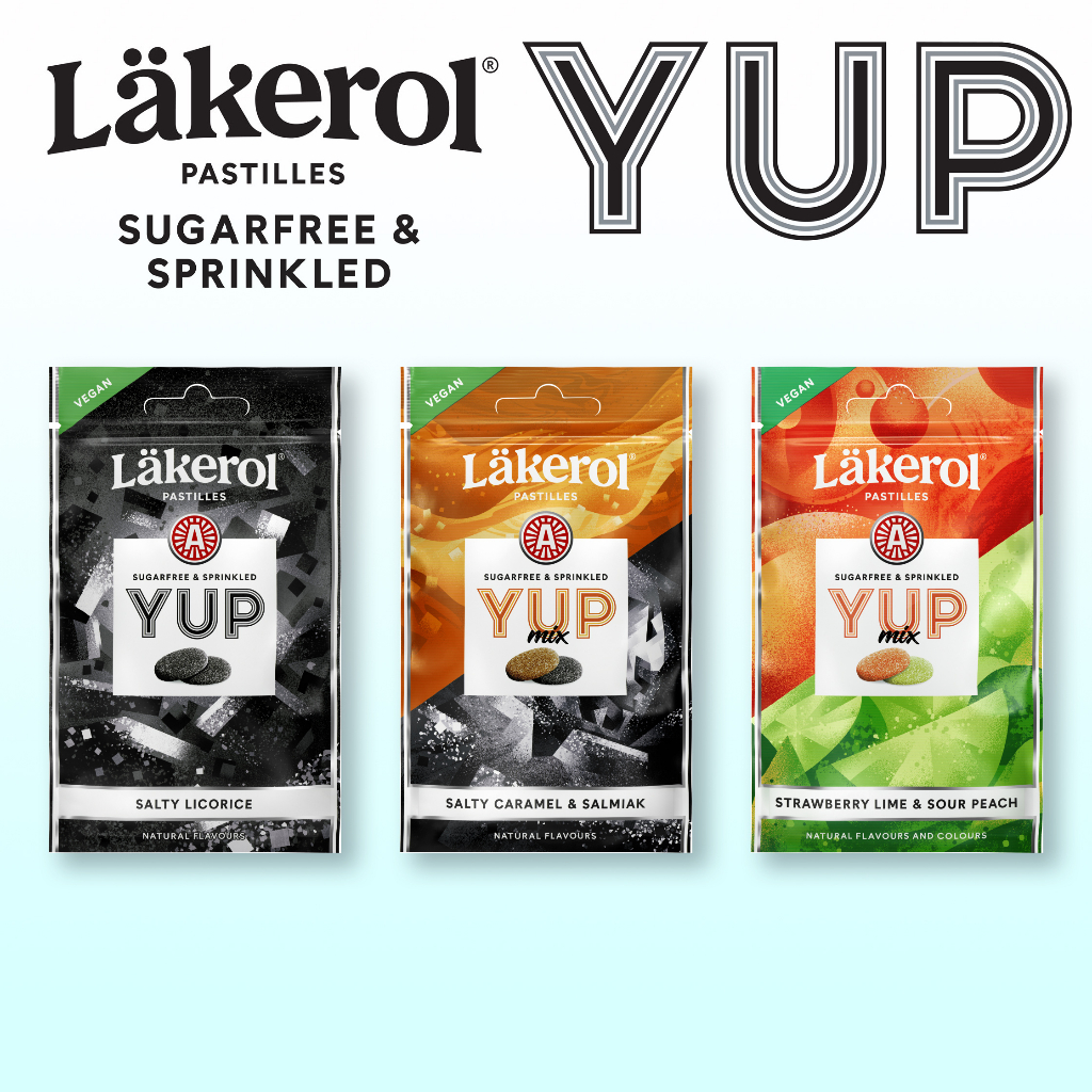 Lakerol YUP Salty Licorice / Caramel & Salmiak / Strawberry Lime & Sour Peach Läkerol Cloetta Lakrit