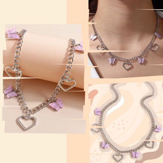 พร้อมส่ง Butterfly Necklace สร้อยเงินจี้ผีเสื้อสลับหัวใจ (ไม่ลอกไม่ดำ)