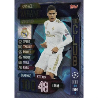 Raphaël Varane (Real Madrid CF) 322.  100 Club - Match Attax 2019/20 Champions League