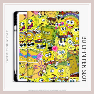 SpongeBob graffiti เคสไอแพด air1/2/3/4/5 mini 4/5/6 เคส มีถาดใส่ปากกา iPad 10.2 gen7/8/9 case iPad gen10 2022 pro11