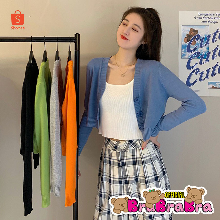 [ส่งจากไทย] 𝑩𝒓𝒂𝑩𝒓𝒂𝑩𝒓𝒂 #f-126 เสื้อคาร์ดิแกนกัน หนาว แขนยาว ผ้าทัก ทรงหลวม