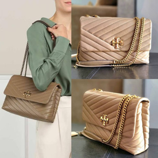 🎀 (สด-ผ่อน) กระเป๋าสะพาย สี Sandpiper 11 นิ้ว 90446 SHOP TORY BURCH KIRA CHEVRON CONVERTIBLE SHOULDER BAG