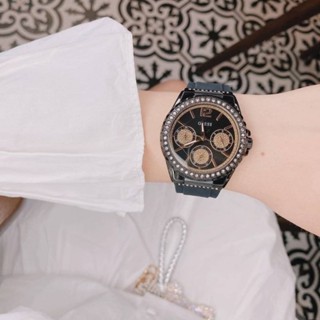 นาฬิกา ข้อมือ ผู้หญิง สายซิลิโคน สีดำ⌚💥นาฬิกาข้อมือหญิง NEW Guess Womens  Sporty Black Watch