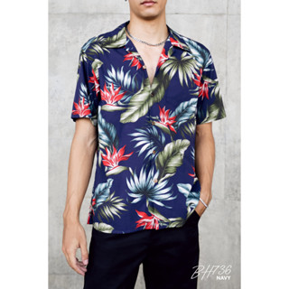 Simple&amp;Raw - เสื้อเชิ้ต BH736 BlueHawaii Shirts (Navy)