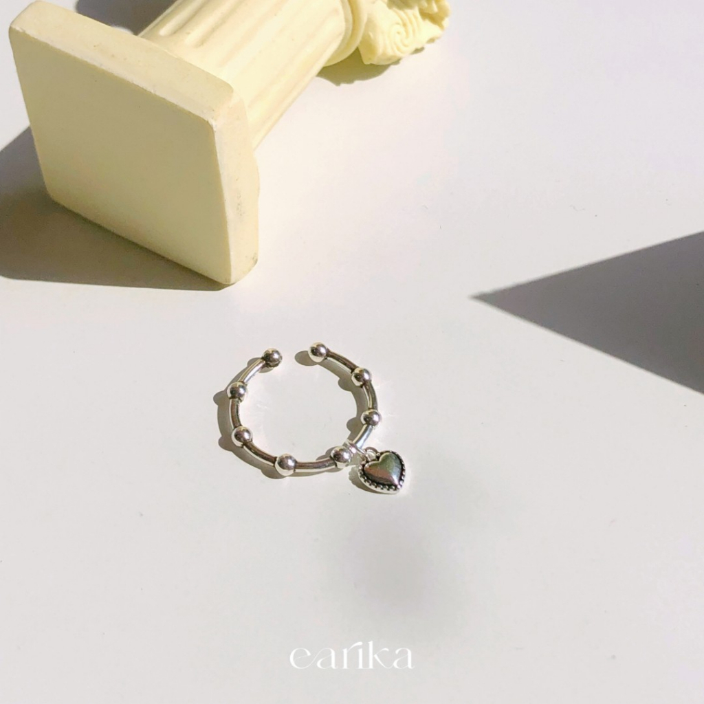 earika.earrings - old school lev ring แหวนจี้หัวใจเงินแท้ ฟรีไซส์ปรับขนาดได้