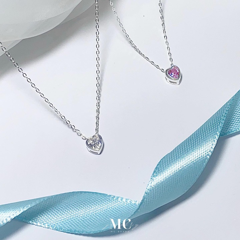 MCbrand.Jew สร้อยคอจี้หัวใจ เงินเเท้92.5%รุ่น Hearts Block 5 mm ใส่ติดตัวได้ไม่ลอกไม่แพ้ มีใบรับประกันสินค้า