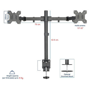 มีสินค้าพร้อมส่งทันทีขาตั้งจอมอนิเตอร์ 2 จอ แบบยึดขอบโต๊ะ รุ่น MS-3201 (รองรับจอมอนิเตอร์ขนาด 13-32 นิ้ว) ขาตั้งหน้าจอคู