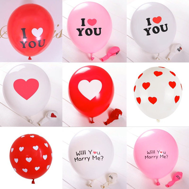 ลูกโป่งหัวใจ ลูกโป่งงานแต่ง ลูกโป่งI love you ลูกโป่งแฟนซีตกแต่ง 12 นิ้ว  heart  balloons