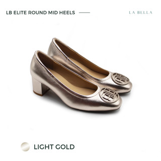 LA BELLA รุ่น LB ELITE ROUND MID HEELS - LIGHT GOLD