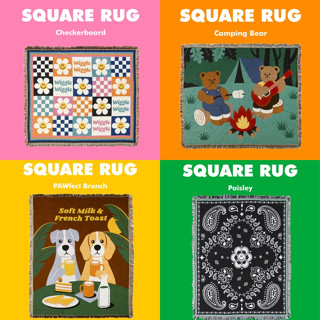 Wiggle Wiggle Square Rug Korea พรมตกแต่งห้อง ใช้ปูได้ทุกที่ เป็นผ้าถักลายน่ารักตามสไตล์วิกเกิ้ลวิกเกิ้ล