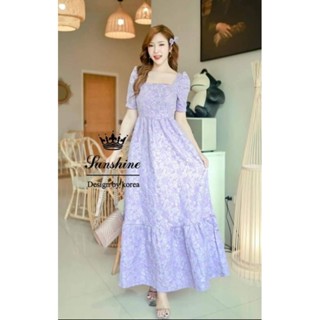 [สินค้าพร้อมส่ง] Size L งานป้าย fashion design by korea / Maxi Dress เดรสยาวอลัง สีม่วงพาสเทล