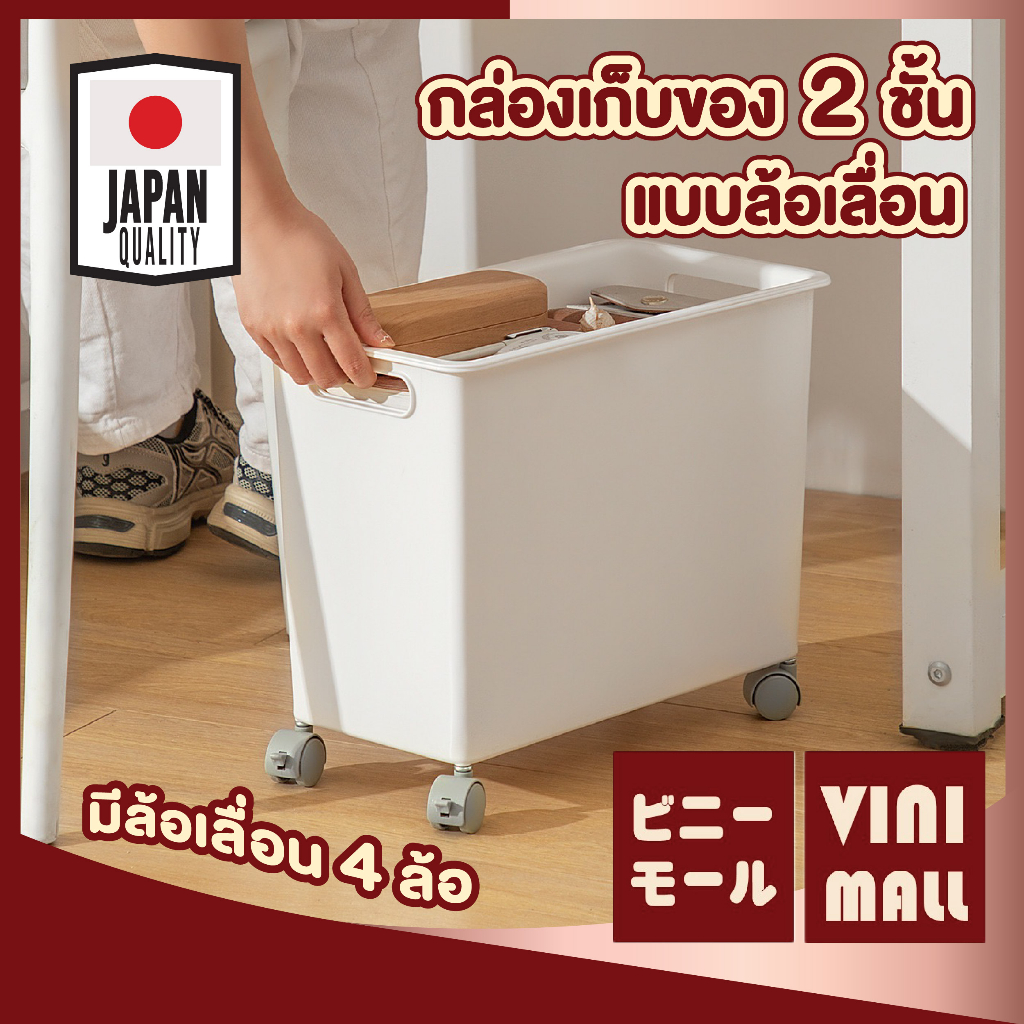 【VINIMALL คุณภาพดี】กล่องเก็บของจัดระเบียบใต้โต๊ะ มีล้อเคลื่อนย้ายสะดวก CTN312 GO
