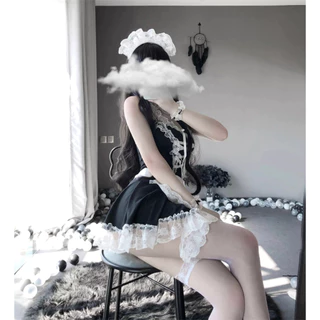 cosplay sexy girl ชุดกลวง ชุดชั้นในเซ็กซี่คุณภาพสูง ชุดแม่บ้าน ลูกไม้ลึกV ชุดแม่บ้านสุดเซ็กซี่ พร้อมส่งจากไทย(H9039)
