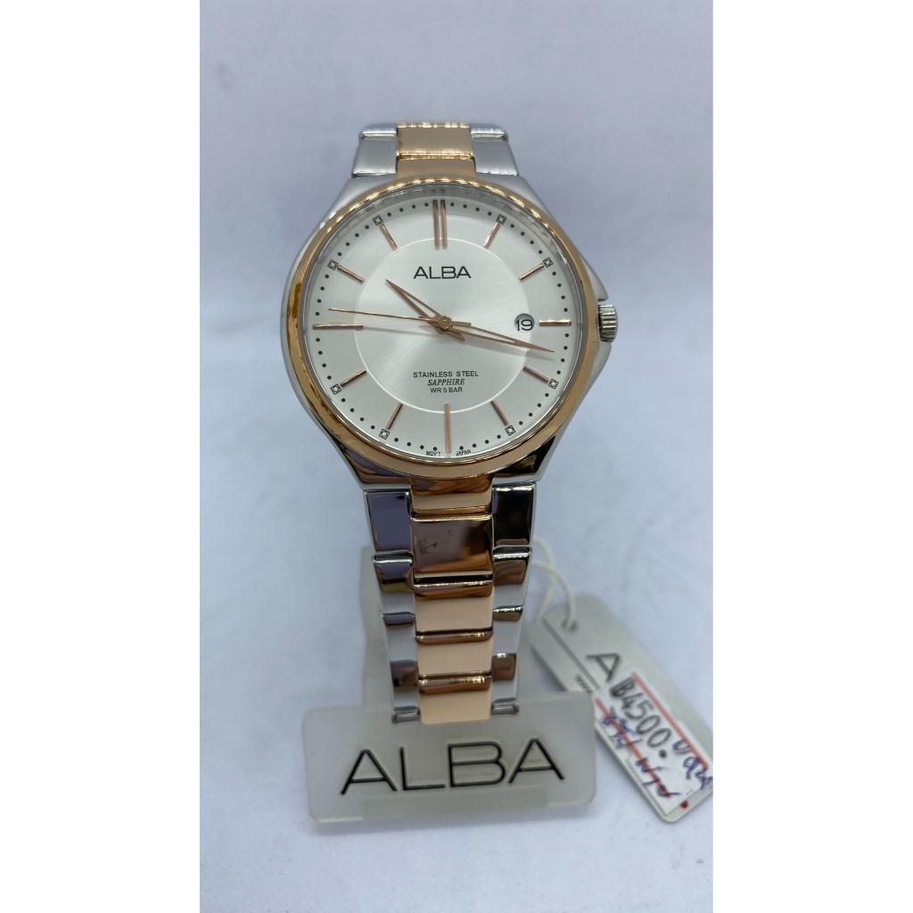 #139 นาฬิกาข้อมือผู้ชายอัลบา ALBA ควอทซ์ชาย รุ่น VJ42-X184 Ref.AS9B38X1 กระจกซัฟฟราย สาย 2 กษัตริย์ Pink Gold