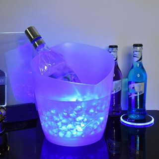 ถังใส่น้ำแข็ง ถังน้ำแข็งมีไฟ 3.5L LED Ice Bucket Bar ถังใส่น้ำแข็ง Ice Bucket With Color Changing Led Double Layer มีไฟ