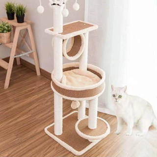 MJ - คอนโดแมว ที่ลับเล็บ ที่ฝนเล็บ พร้อมที่นอนและของเล่นน้องแมว Cat tree