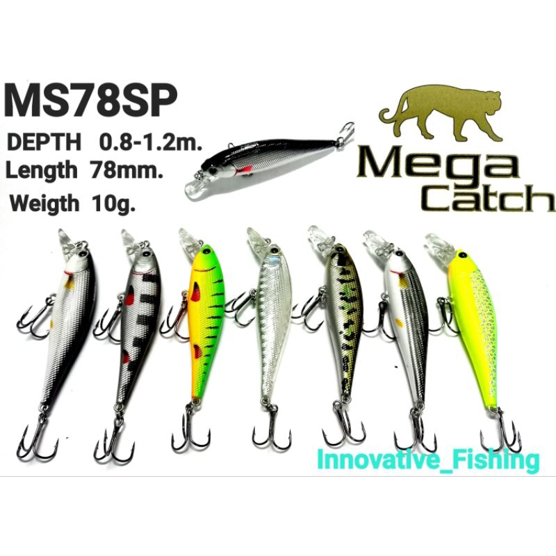 เหยื่อปลอม ตกปลา MEGA CATCH รุ่น 78mm./10g. แอคชั่นสวยๆ มีเสียงลูกปืนในตัว