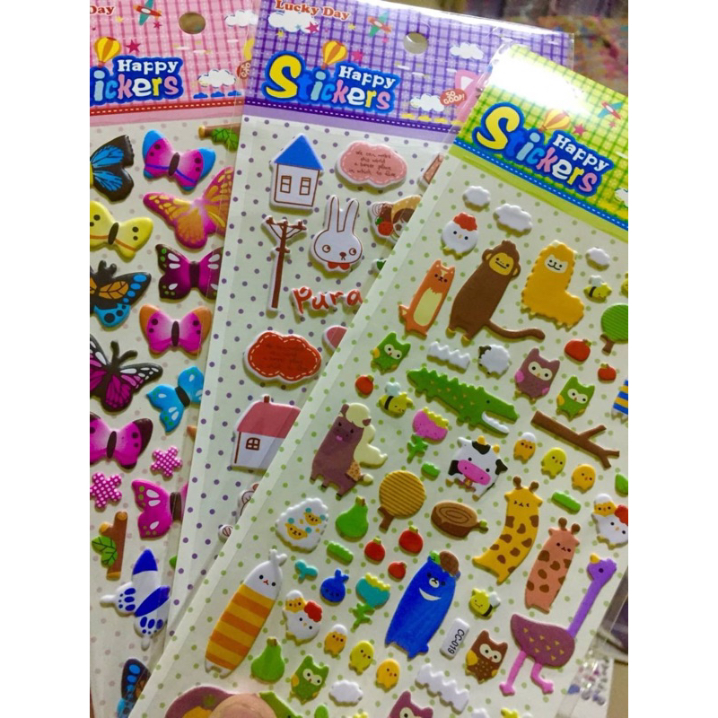 New พร้อมส่ง สติ๊กเกอร์เกาหลี Sticker 3D สติ๊กเกอร์นูน 10 x 24 cm สติ๊กเกอร์นูน ลายน่ารัก สีสวยสดใส กันน้ำได้ 285shop B
