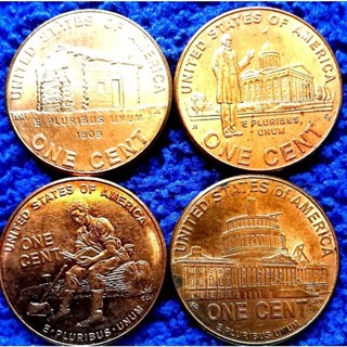 เหรียญ​สหรัฐอเมริกา​ USA,ที่ระลึก​วันเกิดLincoln 200 ​ปี​ครบชุด 4 เหรียญ, #​1953T, ไม่​ผ่าน​ใช้​ UNC