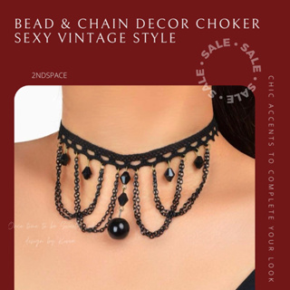 🔥SALE🔥โช้กเกอร์เลเยอร์ลูกปัดโซ่Sexy🌹🌸💃Bead &amp; Chain Decor Choker✨🌹พร้อมส่งนะค้า