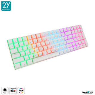 460.TSUNAMI MK100 / WHITE / MECHANICAL GAMING PUDDING / BROWN SWITCH /  RAINBOW RGB /TYPE-C