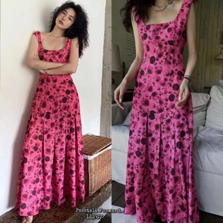 🇰🇷New🇰🇷  Korea rose maxidress Dressยาวสุดหรูพิมลายดอก ต่อชายระบายจับจีบทรงสวย