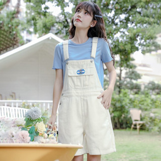 Many Jeans Shorts Overralls เอี๊ยมกางเกงยีนส์ขาสั้น งานปักการ์ตูนพร้อมส่ง