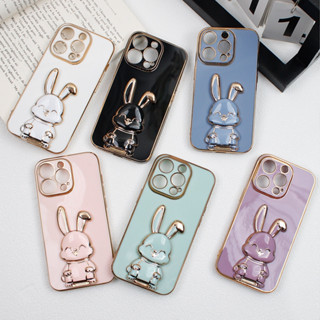 เคส กระต่าย ขาตั้ง สำรับรุ่นiPhone14pro max 13 13promax 11 7plus 8plus XR 6plus 7 8 se2 6 6sนิ่มเคสสิชิโคนขอบตรงกันกล้อง