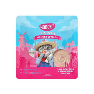 Moochie Fairy Puree มูชี่ ขนมแมวเลีย รสทูน่า นมแพะและสตอเบอรี่ 15 g. x 25 ซอง