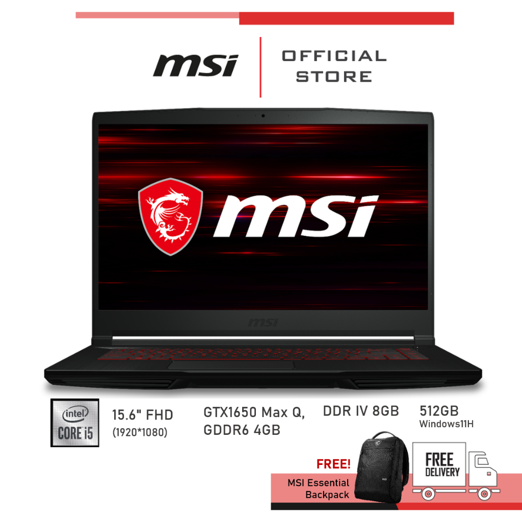 MSI Notebook (โน้ตบุ๊ค) GF63 Thin 11SC-1254TH (GTX1650 Max Q, GDDR6 4GB) กล่องตำหนิ