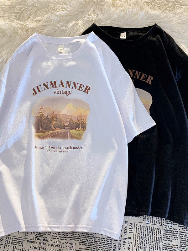 [พร้อมส่ง] เสื้อยืดพิมพ์ลายการ์ตูนน่ารัก oversize เสื้อโอเวอร์ไซส์แขนสั้น เสื้อผ้าวัยรุ่นแฟชั่นเกาหลี คอกลม สตรีท วินเทจ – โปรปัง