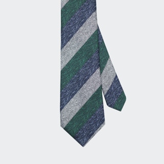 Green&amp;Navy Three Tone Awmimh Stripe Necktie – เนคไทสีเขียวกรมเทาริ้ว